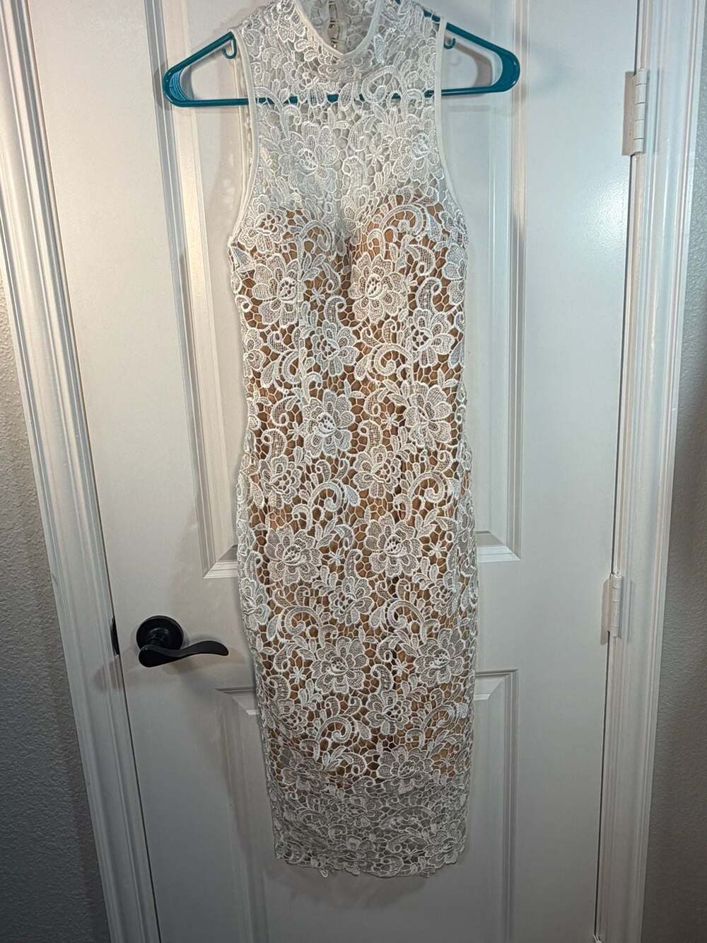 MISHA Eline Lace Midi Dress White Nude Size S - Picture 5 of 13